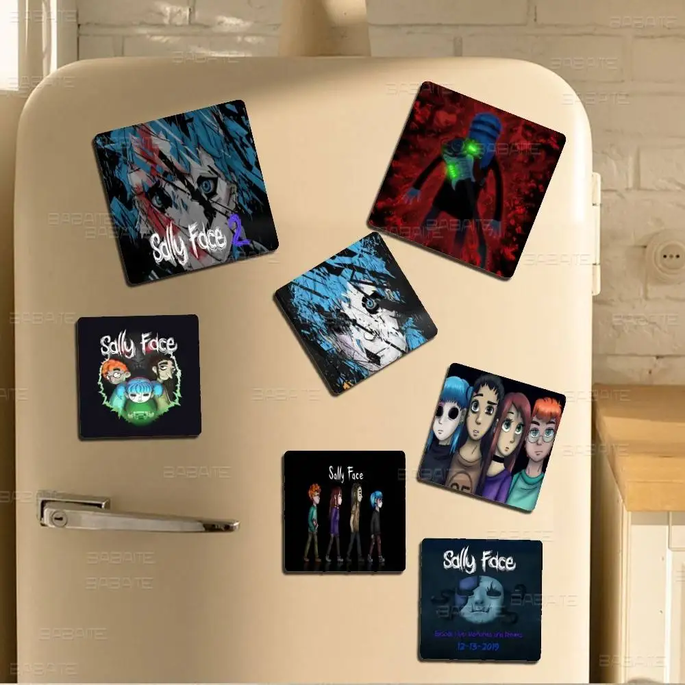 Classic Anime Horror Game Sally Face Personalized Photo Fridge Magnets Round Magnetic Refrigerator Decoration Memorial Gifts