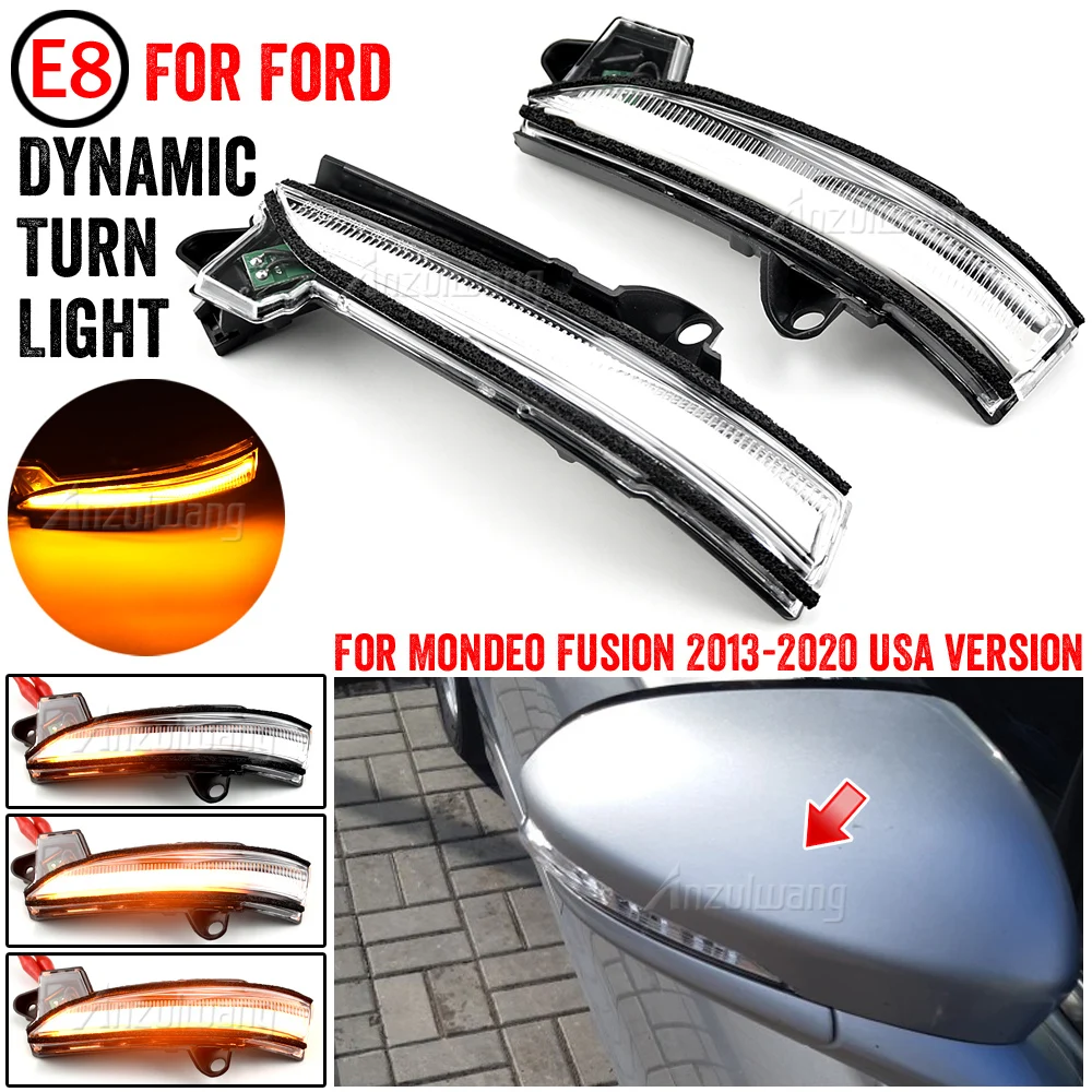 

Car Side Wing Mirror Sequential Blinker Indicator Lamp LED Dynamic Turn Signal Light For Ford Fusion Mondeo USA Version 2013-20