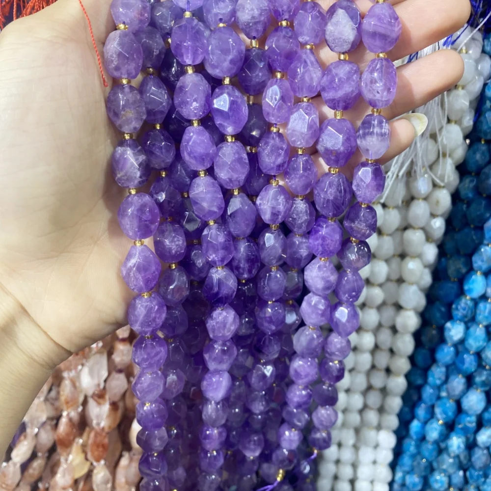 

Natural stone blue Apatite Amethyst Smooth Stone Beads for DIY Accessories Charms Necklace Bracelet Jewelry Making 15"