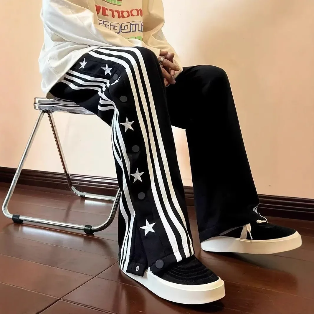 2025 High Street Trendy Casual Long Pants Men's Spring Autumn Straight-Leg Korean Style Trendy Flow Sports Student Rebellious Be