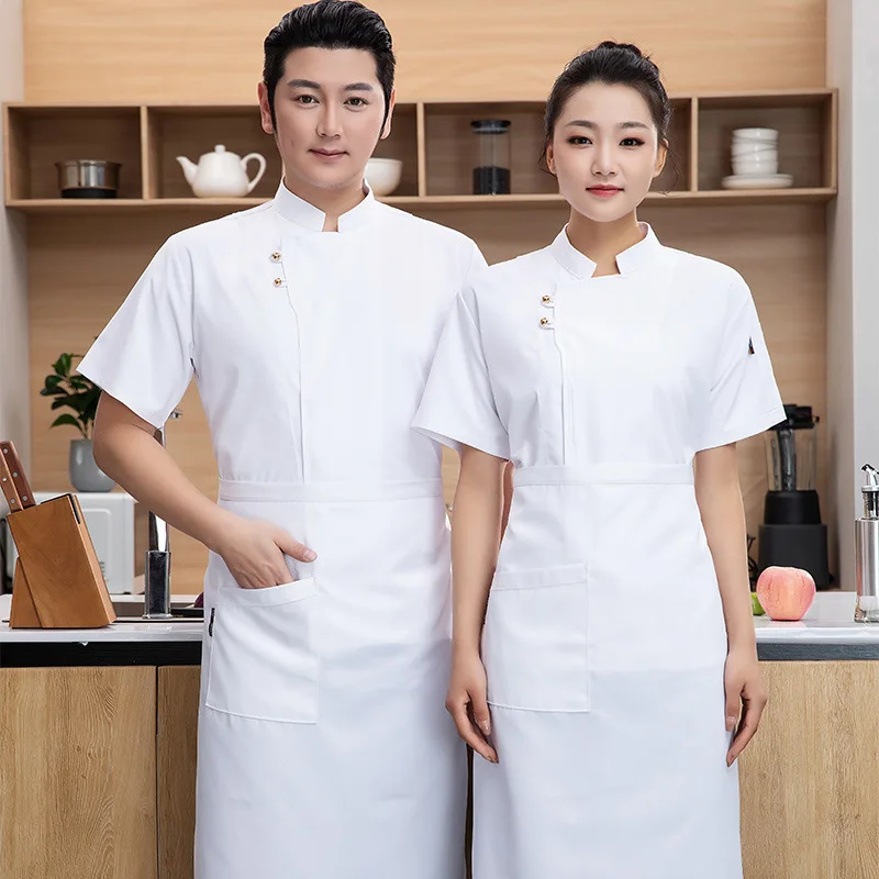 

Chef Overalls Men's Short Summer Thin Breathable Hotel Cafeteria Restaurant Rear Kitchen Large Size Long Sleeve Work Wear