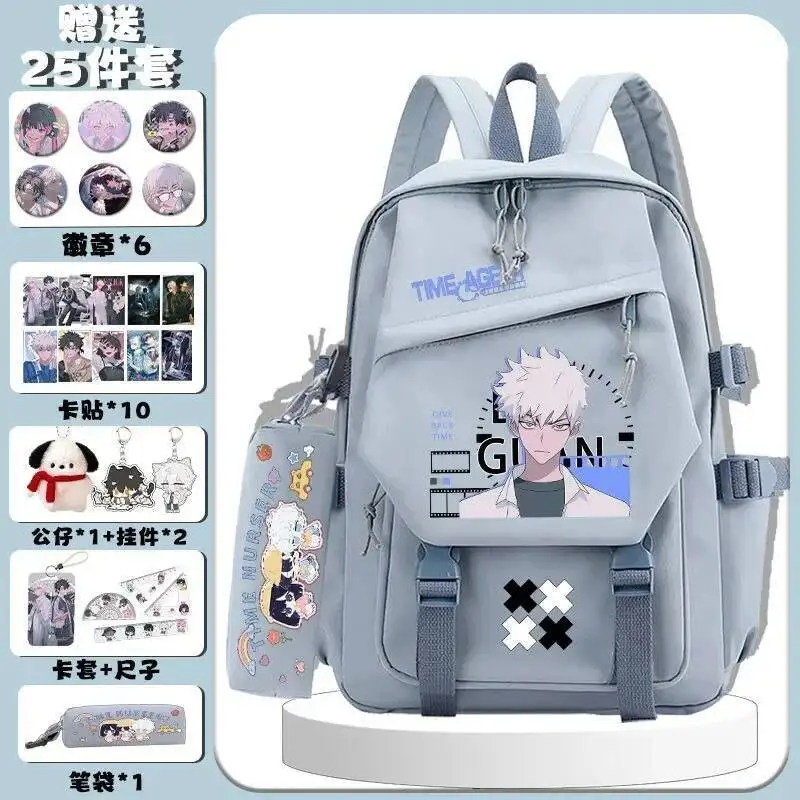 Juego de Anime negro blanco azul Rosa enlace Click Mochilas escolares para estudiantes Mochilas de gran capacidad para regalo