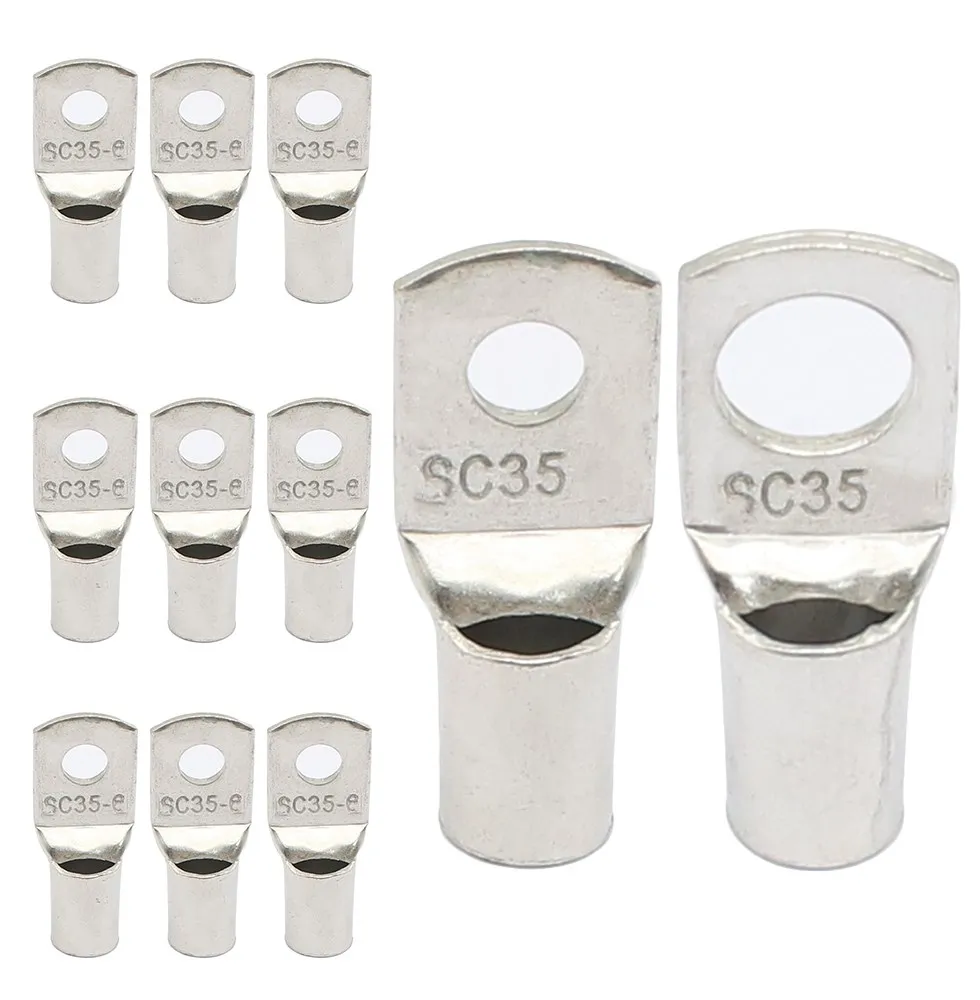 10PCS/5PCS SC35-6 35-8 35-10 35-12 Tined copper connecting terminal bolt hole cable lugs battery terminals 35mm square wire