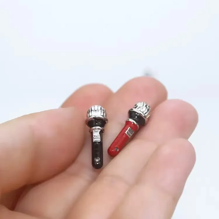2026 New 1:12 Dollhouse Mini Microphone Model with Stand Musical Instrument Furniture Dolls Accessories Kids Pretend Play Toys