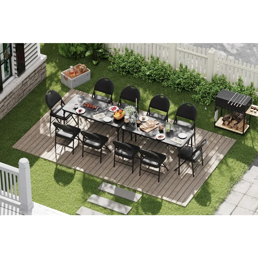 طقم طاولة وكراسي مستطيلة قابلة للطي مكونة من 5 قطع، طاولة وكراسي بطاقات محمولة قابلة للطي، سطح طاولة مقاوم للخدش والبقع، من أجل