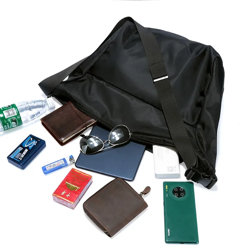 Men\'s Crossbody Fashion 12inch IPad Large Capacity Waterproof Nylon Cycling Travel Messenger Bags for Youth Phone Bags