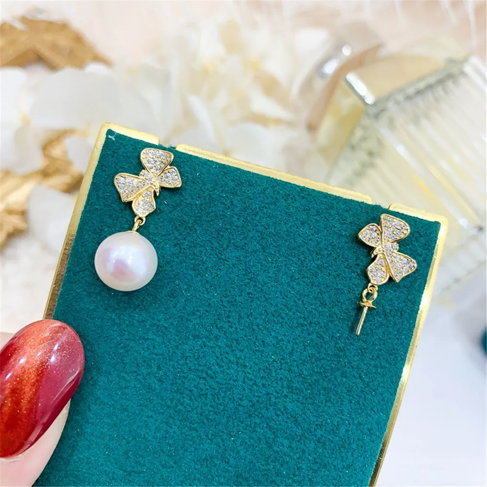 925 Stamped Alloy Gold Plating Pearl Earrings Setting DIY Jewelry Findings, Craft Supplies Handmade Earrings Accessory No Pearl