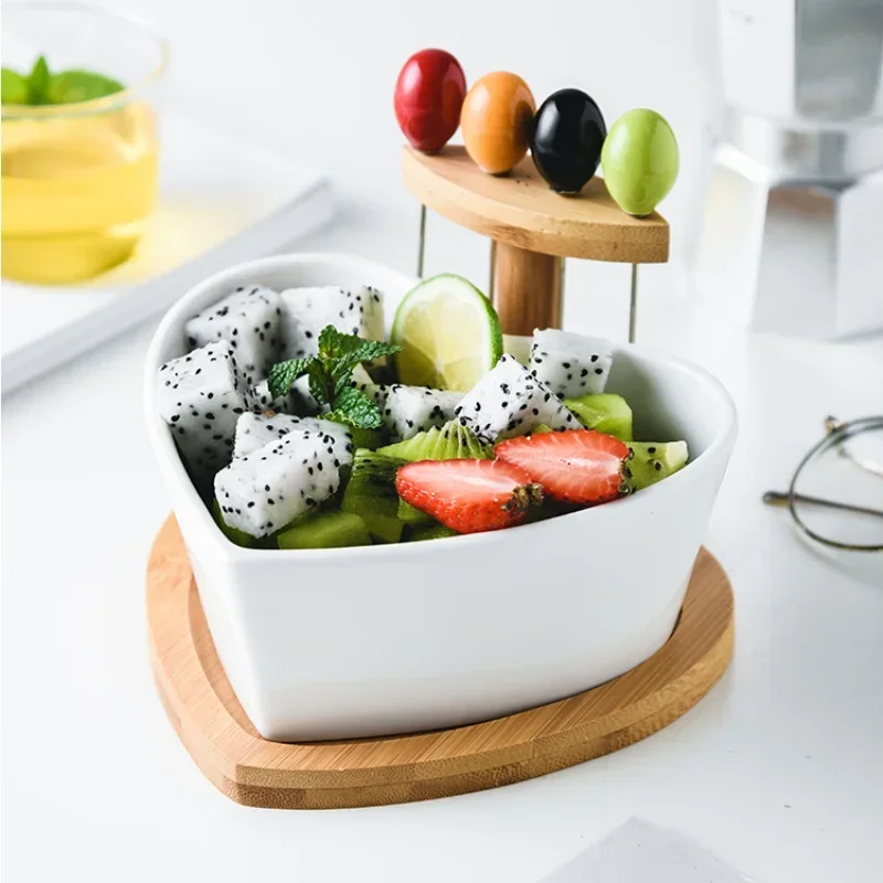 

Креативная десертная тарелка в форме сердца, керамическая фотоплитка, персонализированный поднос для конфет, домашняя тарелка для салата с вилкой.