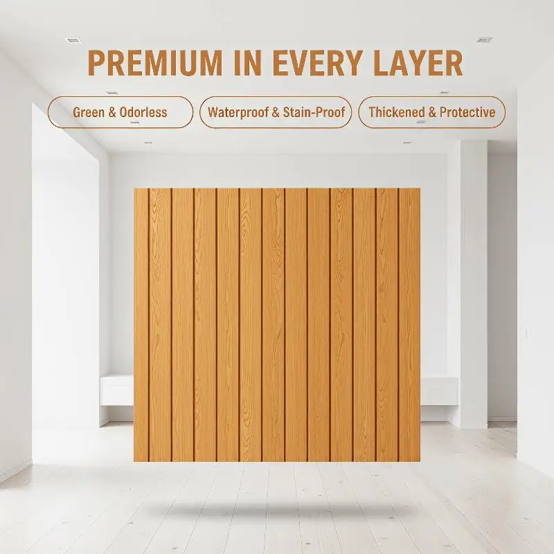 Self Adhesive 3D Wood Slat Panels Sound Absorbing Wall Decor For Living Room Office Background