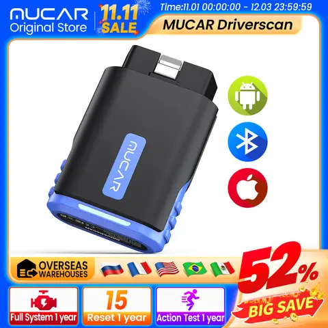 MUCAR 드라이버스캔 OBD2 풀 시스템 자동 스캐너 자동차 진단 도구 코드 리더 15가지 리셋 기능 DPF 오일 IMMO 양방향