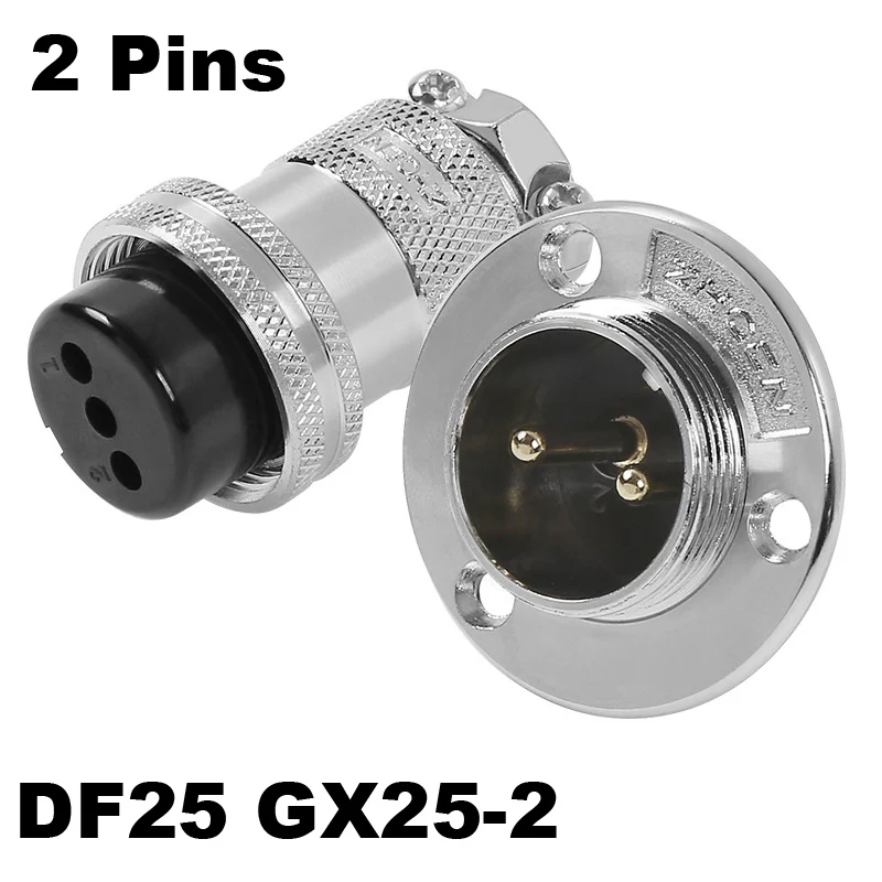 1 SET 2PCS DF25 GX25 2/3/4/5/6/7/8/10/12 P PIN 25MM Circular Flange Female +Male Socket   Aviation Connectors Pin Wire Connector