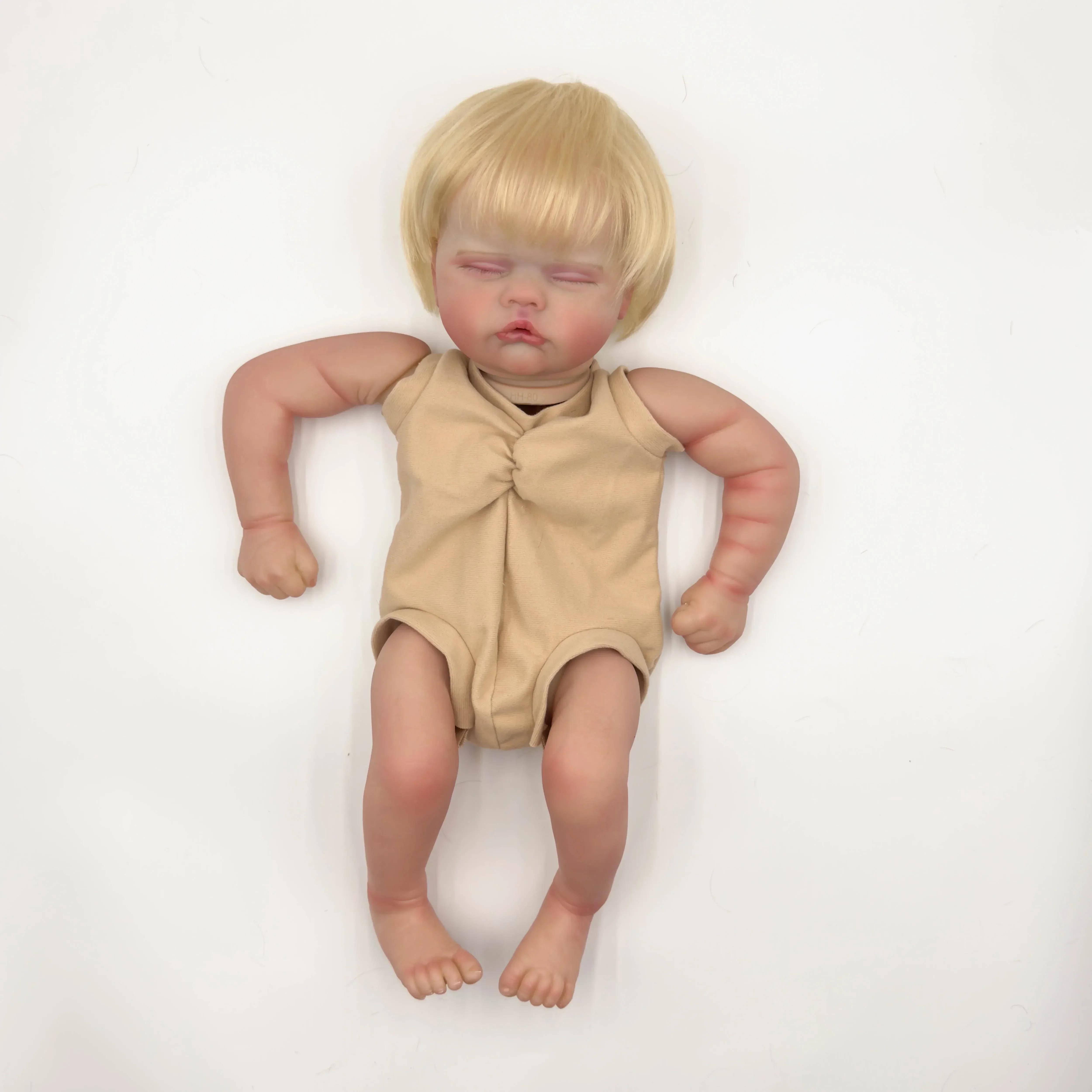 19inch Quinbee Reborn Dolls Kit Painted Doll Kit Unfinished Doll Parts with Hand Rooted Hair Lifelike Doll