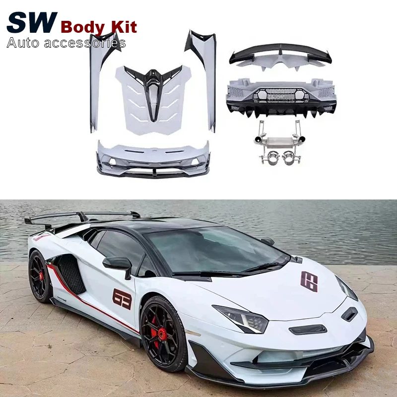 Factory Wholesale For Lamborghini Aventador LP700 LP720 LP750 Front Bumper Hood Side Skirt Rear Bumper SVJ Style Body Kit