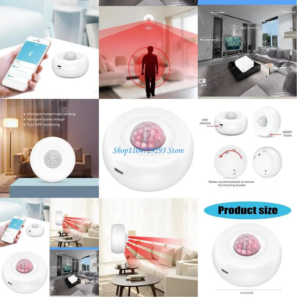 

Y2GD Indoor Motion Sensors Ceiling Mounted PIR Motion Sensors 6m 360 Degree Detecting Sensors APP Remote Control