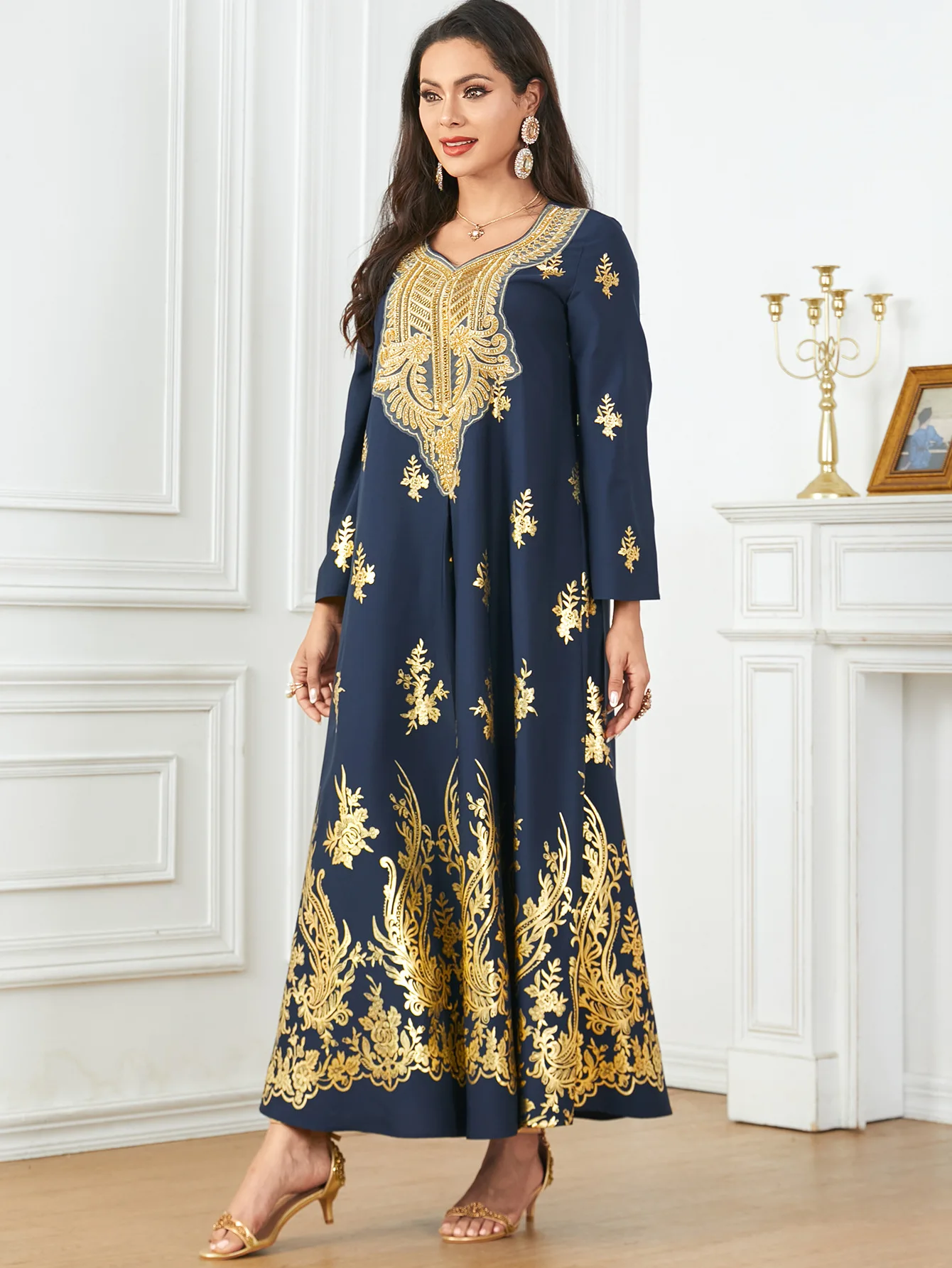 Vestido largo de caftán bordado para mujer, ropa islámica de Dubái, Eid musulmán, Abaya, Ramadán, elegante, Jalabiya