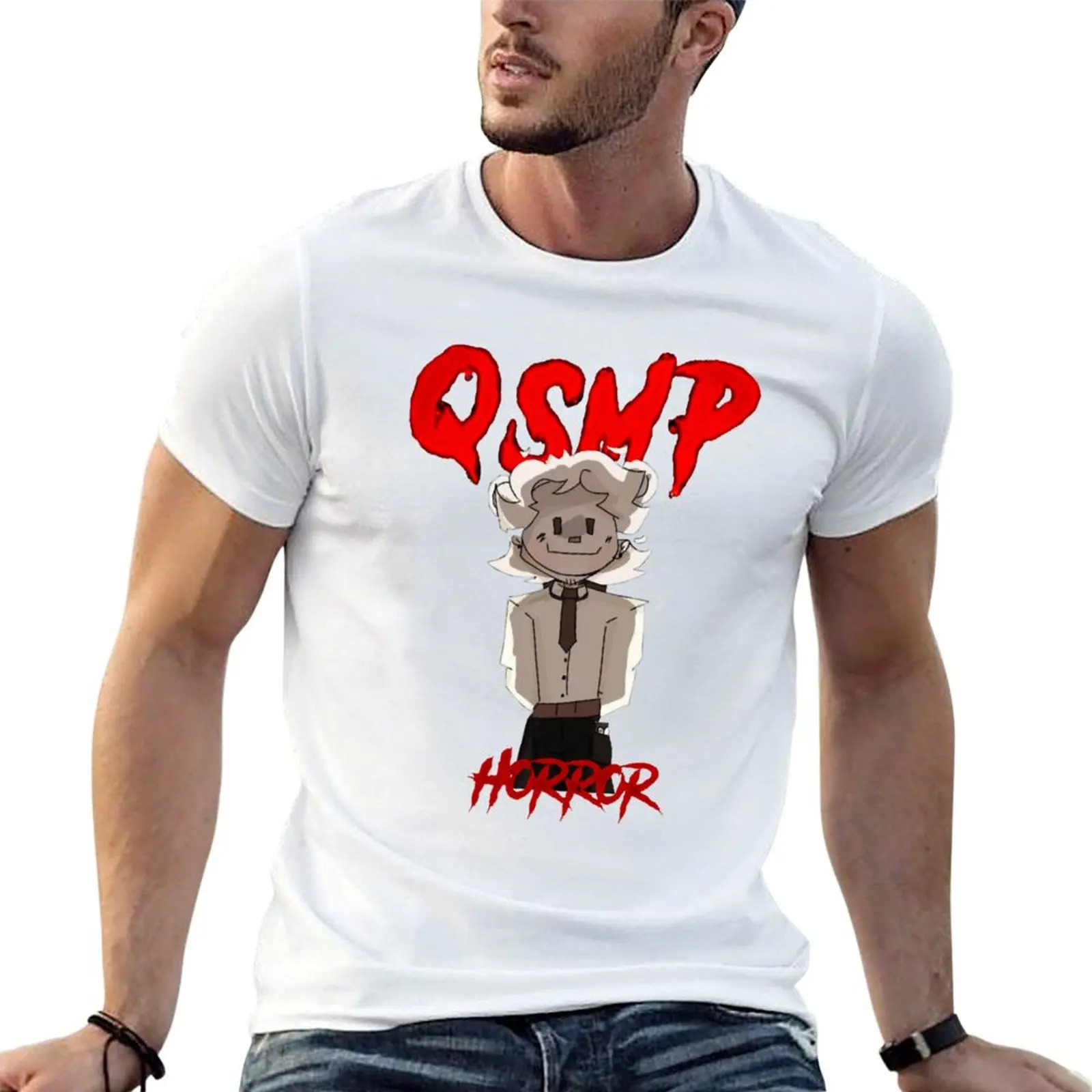 Camiseta QSMP Cucurucho Horror, camiseta de lujo para hombre, camisetas personalizadas para hombre, camiseta suave de algodón
