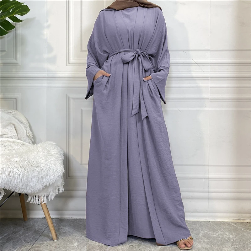 2 Piece Abaya Kimono Matching Muslim Set Ramadan Abayas for Women Dubai Turkey Inner Hijab Dress African Islam Clothing Jilbabs