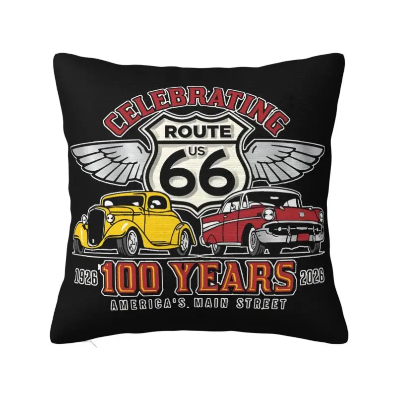 Route 66 0213 Throw Pillow Case 40*40cm Decor Home Cushion Cover Square Polyester Pillowcase Double-sided Printing