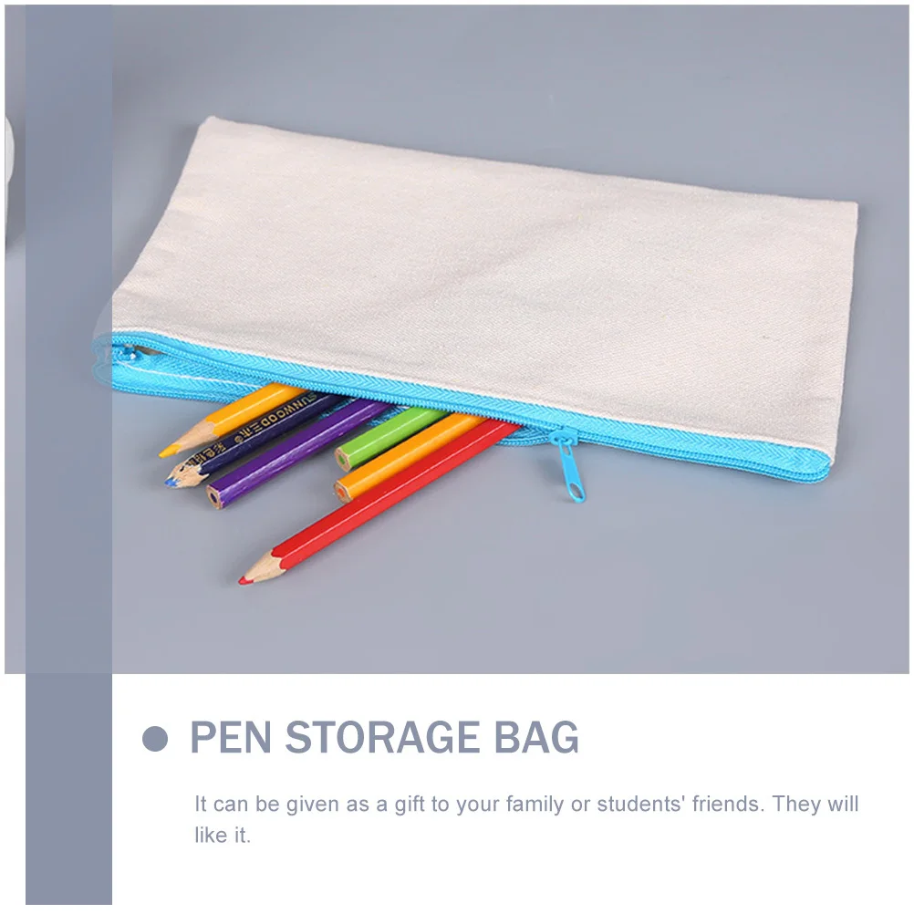 

6Pcs Canvas Pen Bags Durable Washable Pencil Cases Large Capacity Zipper Design Portable DIY Pen Storage Organizer for Students
