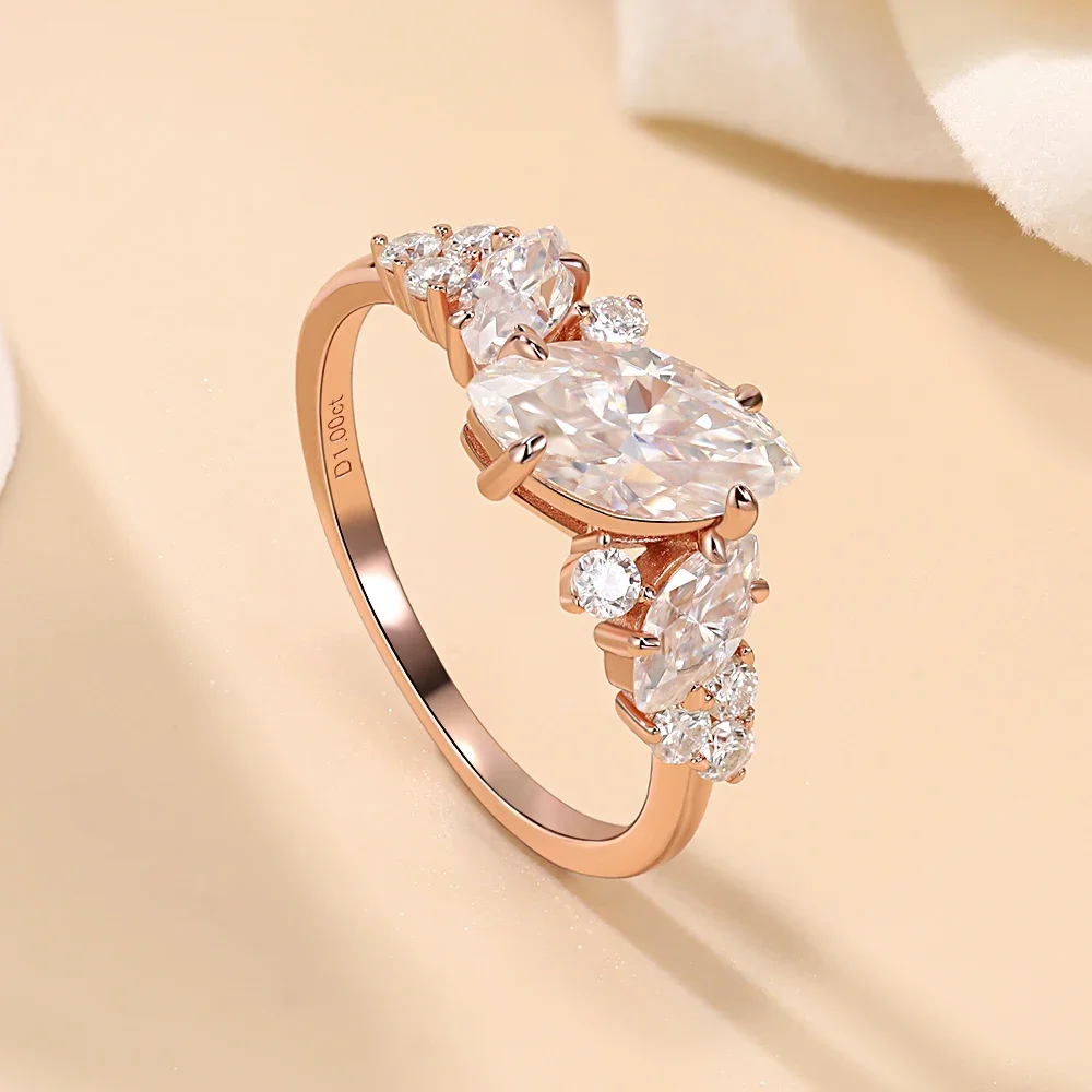 

Обручальное кольцо с муассанитом Pretty Beauty S925, серебряное обручальное кольцо с бриллиантом для женщин, ювелирные изделия с покрытием из розового золота 18 карат