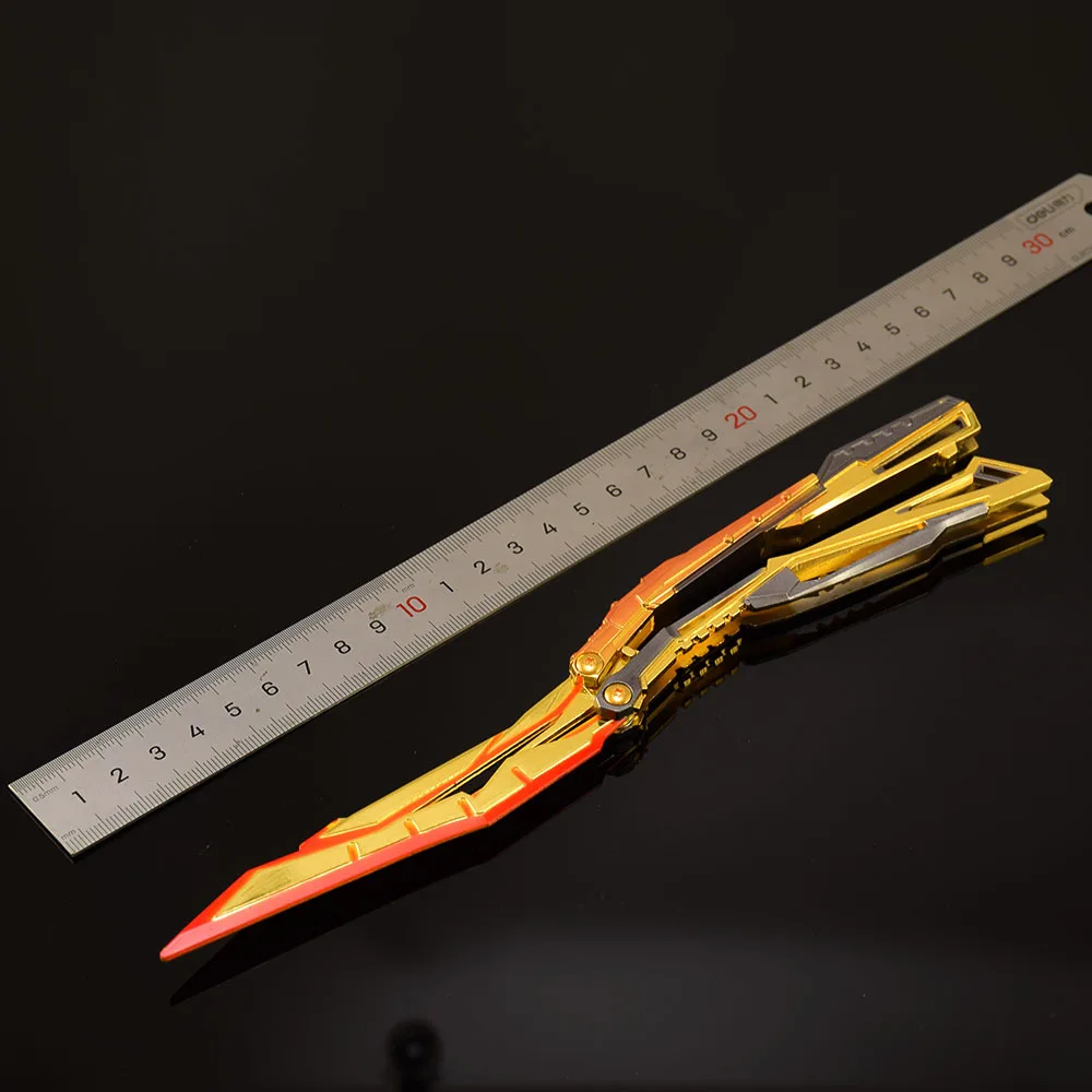 24 cm/9.45in Crossover Game Perifere Fonkelende Vlinder Metalen Model Katana Training Props Cosplay Speelgoed Ornament Ambachten Geschenken