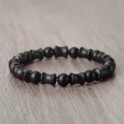 Natural Green Sandalwood Bracelets 8mm Ball and Bamboo Shaped Beads Space Bangles For Women Men Handmade Jewelry Gifts Buddhist