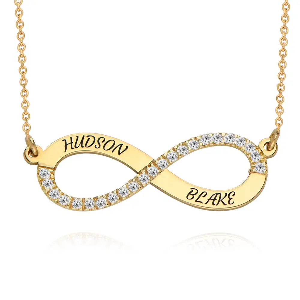 

Custom 18K Gold-plated Diamond Infinity Necklace Custom Stainless Steel Necklace Personalized Name Necklace Gift for Her