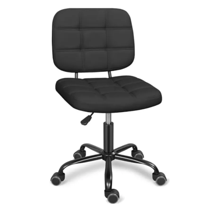 Armless Home Office Desk Chair with Wheels Modern Ergonomic Drafting Rolling Chair with 360° Swivel Wheels Height Adjustable Co