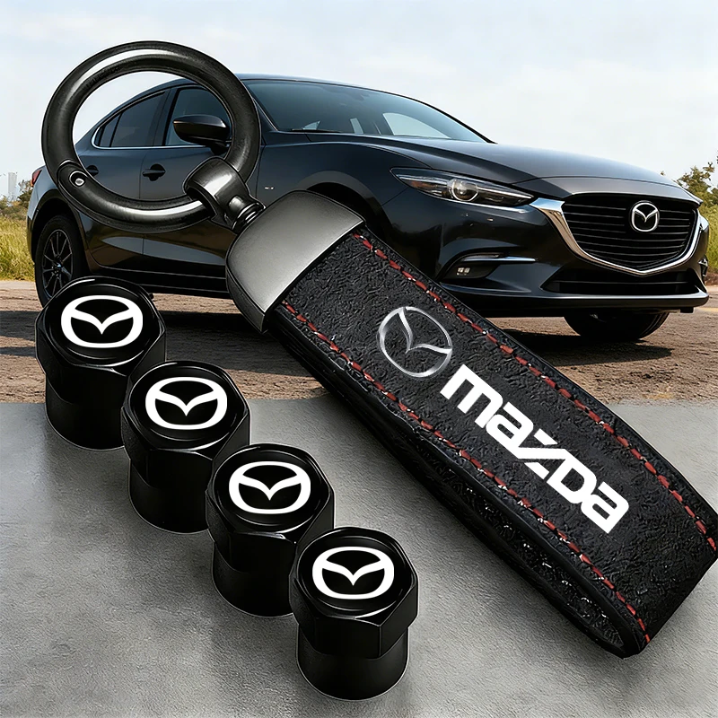 Logotipo de coche tapas de válvula de rueda de neumático cubierta llavero de coche llavero para Mazda 3 6 2 CX-60 CX3 CX5 MX30 CX9 MX5 RX8 GJI MX3 CX30 CX7