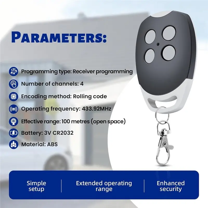 N82R Mhz Garage Door Remote For Ditec GOL4, BIXLG4, BIXLP2, BIXLS2-3-Pack 433.92Mhz Garage Door Openers-4 Channels