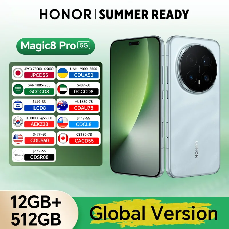 Global Version HONOR Magic8 Pro 5G 12GB+512GB 6.71'' 120Hz OLED Display 200MP Cameras 7100mAh 100W SuperCharge