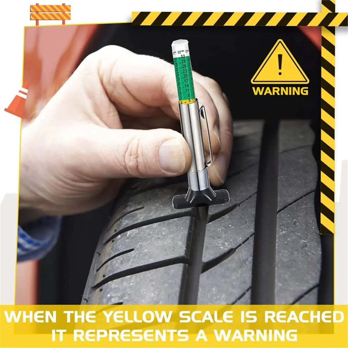 Utility Design 50 Pieces Tyre Tread Depth Gauge Color Coded Tire Depth Gauge Tool Tire Tread Accurate Measurement Tools, Green