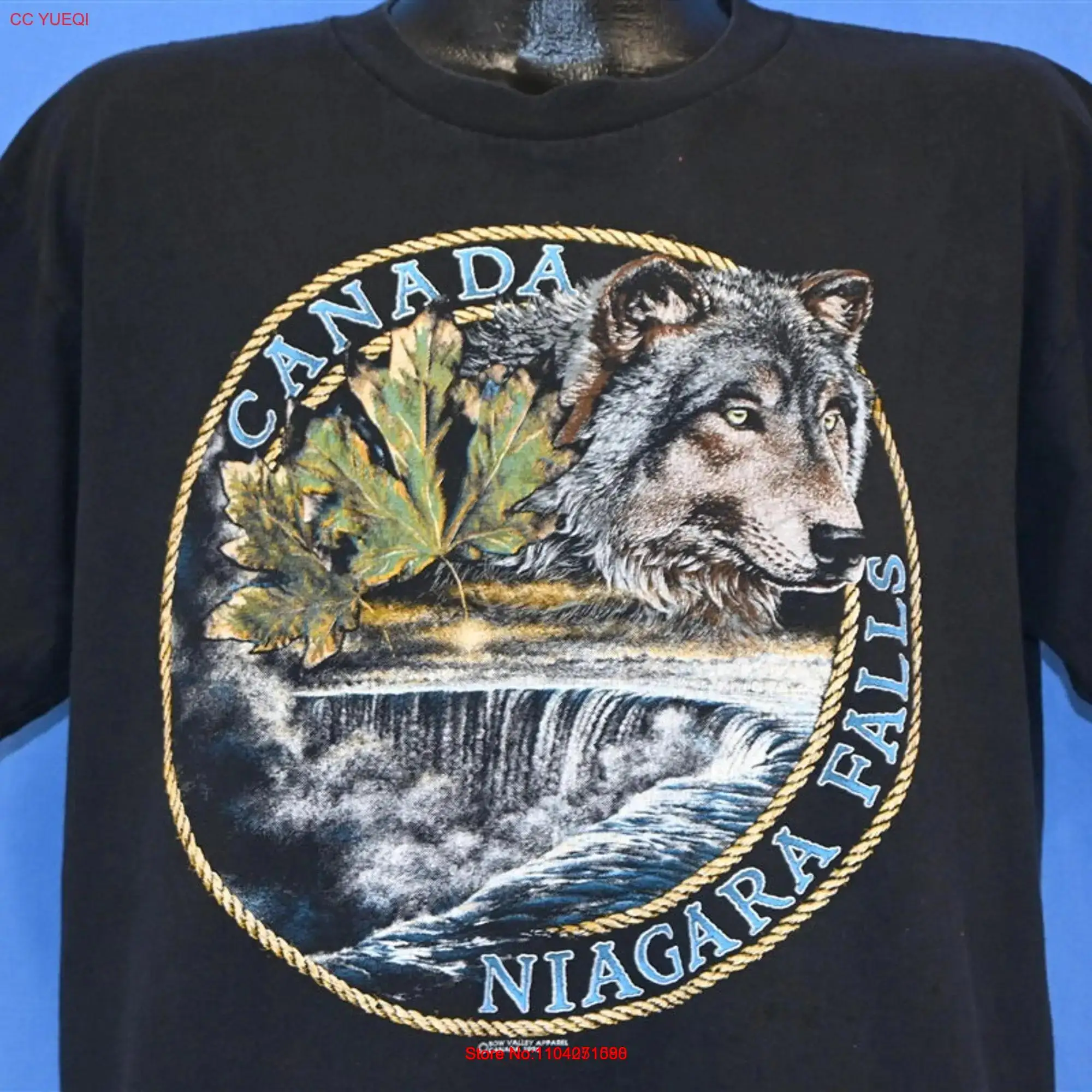 90s Canada Niagara Falls Wolf Maple Leaf Nature t shirt Large long or short sleeves