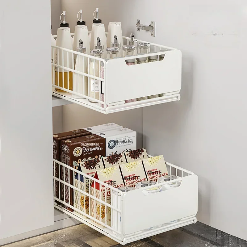 

New Kitchen Storage Rack Pull Out Cabinet Organizer Shelf Slide Drawer Storage Tray Seasoning Bottle Spice Kitchen Organizer