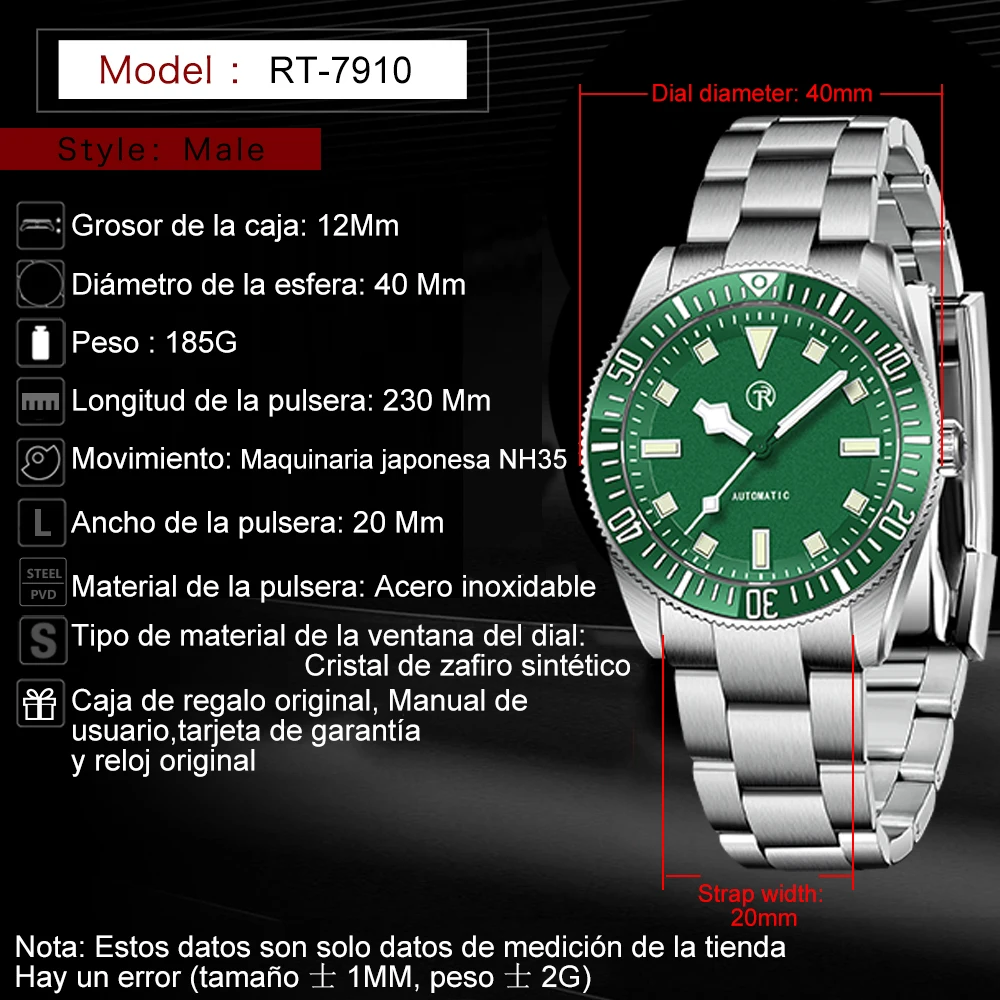 أحدث ساعات رولز تيمي لعام 2025 NH35 ساعة أوتوماتيكية ميكانيكية للرجال مرآة الياقوت الفاخرة ساعة مقاومة للماء Reloj Hombre #6
