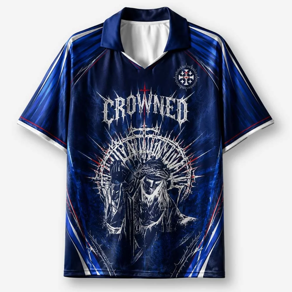 2026 New Lapel Polo Short Sleeved Shirt Retro Christian Cross Religious Pattern Printed T-shirt Fitness Training T-shirt