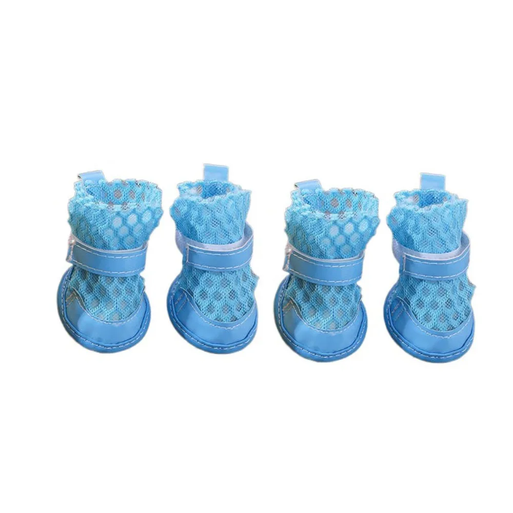 

4 Pcs Practical Wear Resistant Dog Mesh Shoes Breathable Anti-dirty Dog Sandals Anti-fall Anti-slip Pet Paw Protector Garden
