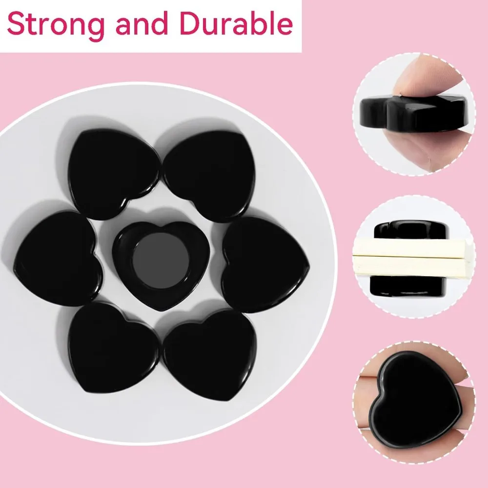 30 sztuk czarnych magnesów w kształcie serca do lodówki – mocne, wytrzymałe, do domu i biura