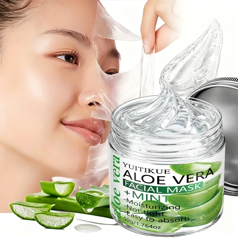 YUITIKUE 50g Aloe Vera Mint Facial Mask Refreshing Hydrating Easy Absorb Non Tight Soothing Moisturizing Face Care Mask