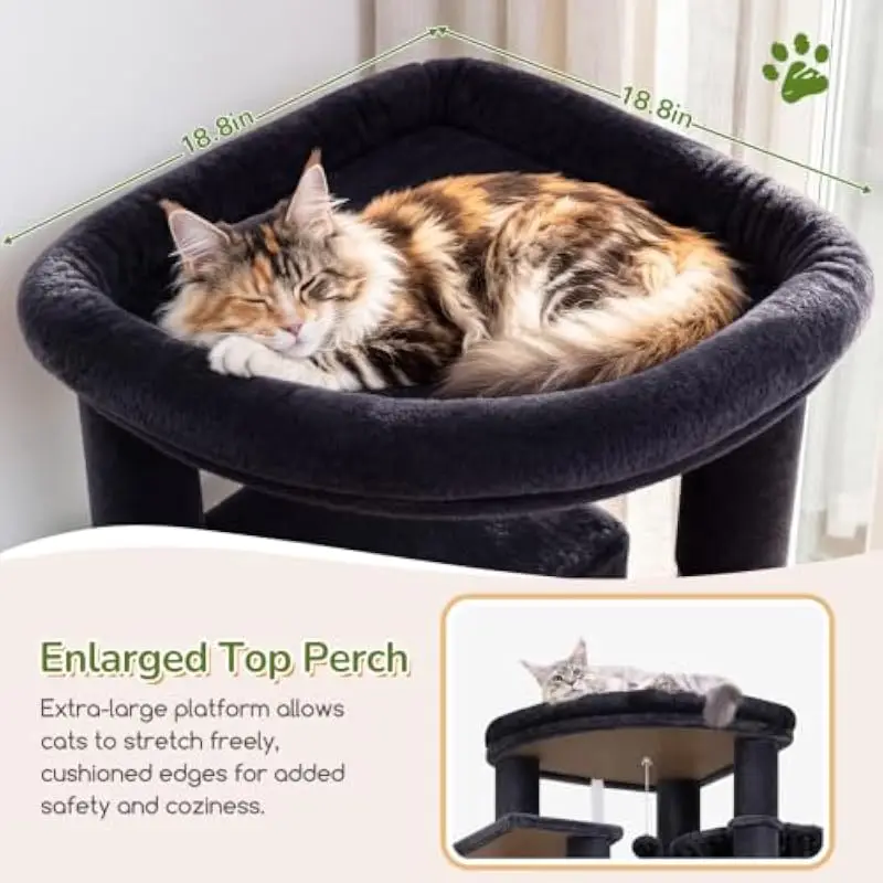 74-inch ultra-stable indoor cat tower with dual ventilated condos plush-lined resting zones sisal-wrapped posts wide top perch m