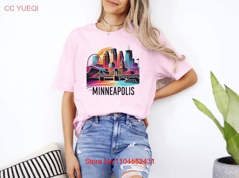 Minneapolis Skyline T Shirt Urban Lifestyle City Lover Travel Souvenir Merchandise Minnesota Resident Present Tourist