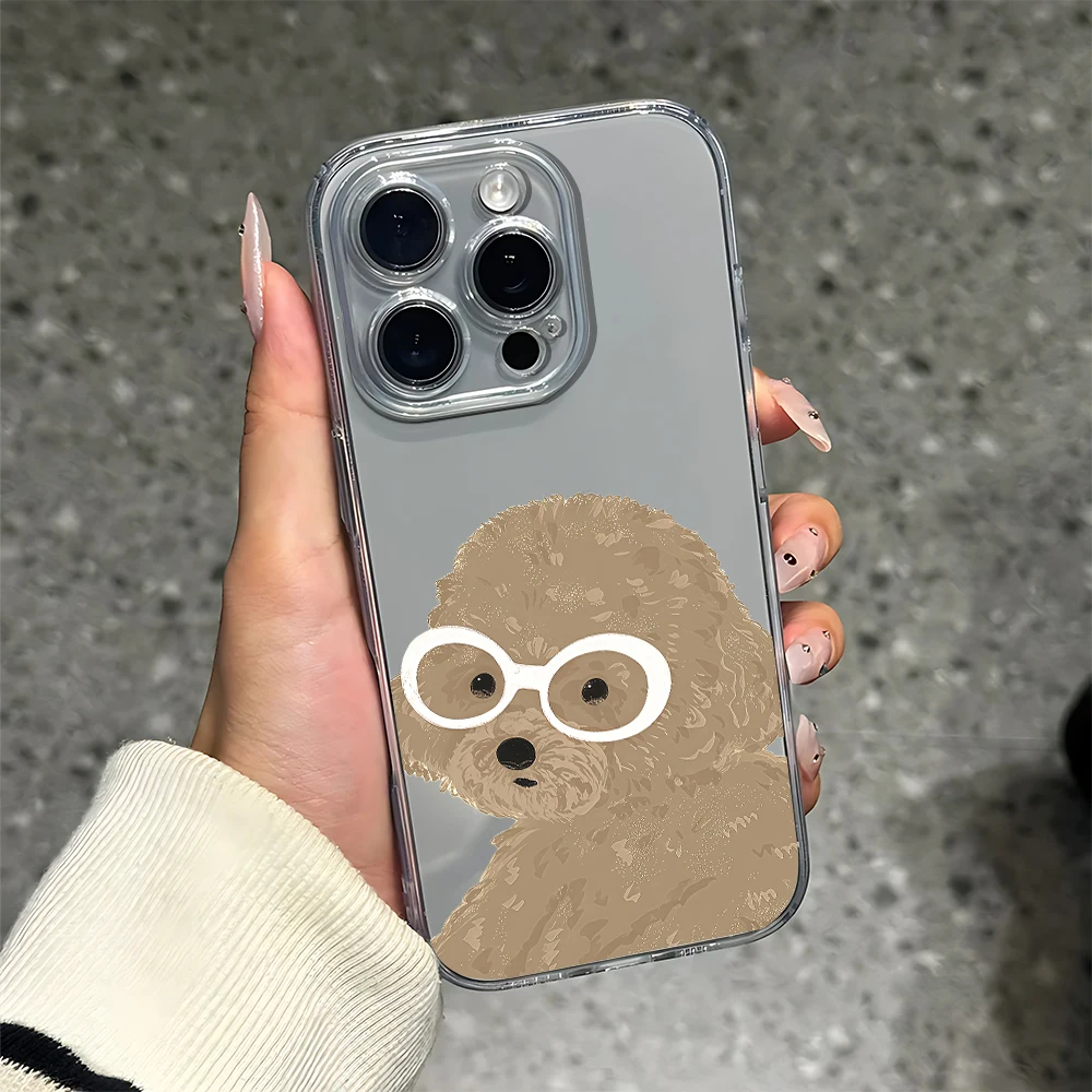 Glasses wearing puppy Silicone Phone Case for iPhone 17 16 15 14 13 12 11 Pro Xs Max Air Mini 7 8 6 6s Plus SE 2020 2022 Cover