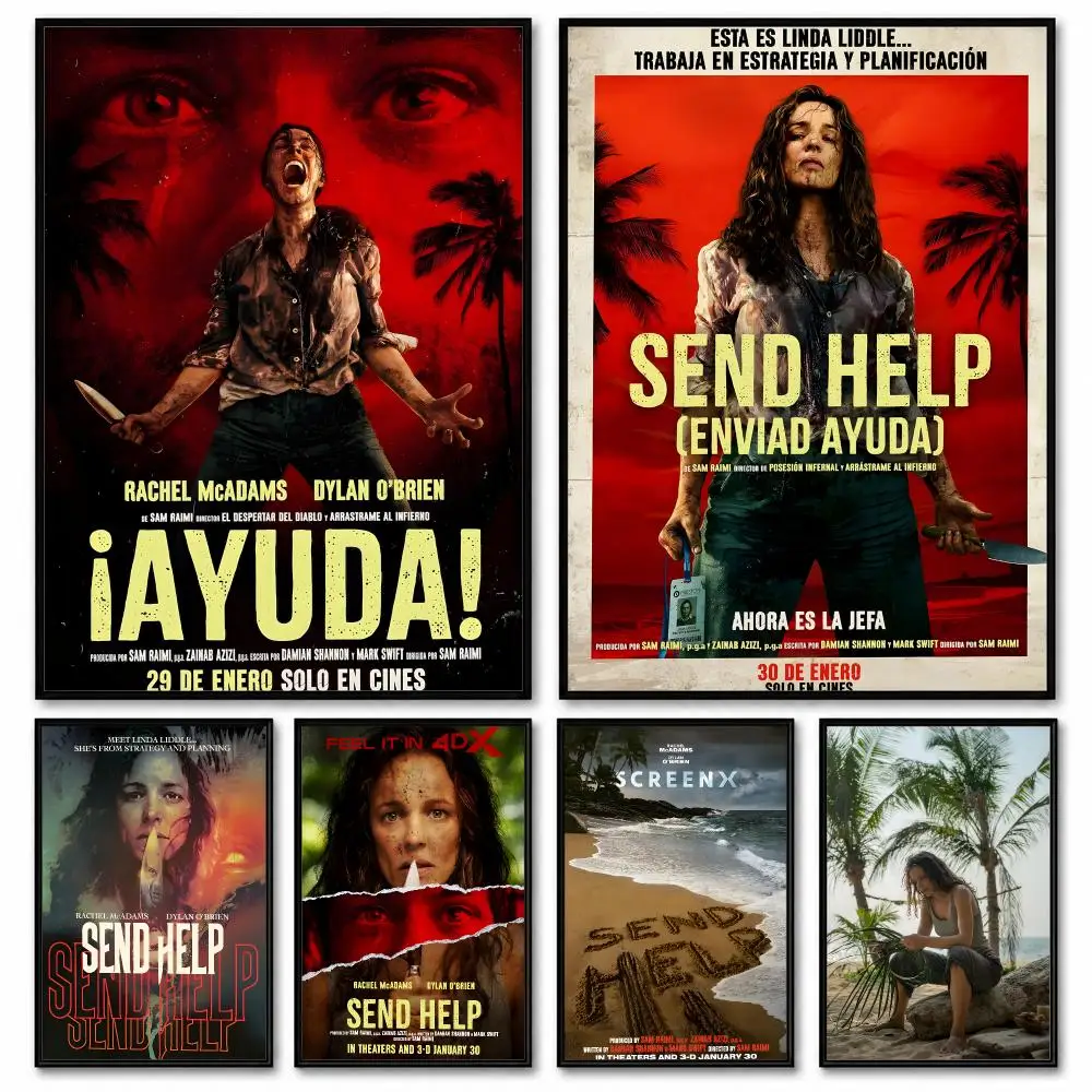 Movie  Send Help Poster Room Decor Home Wall Art Printing Waterproof Garage BedRoom Posters Gift