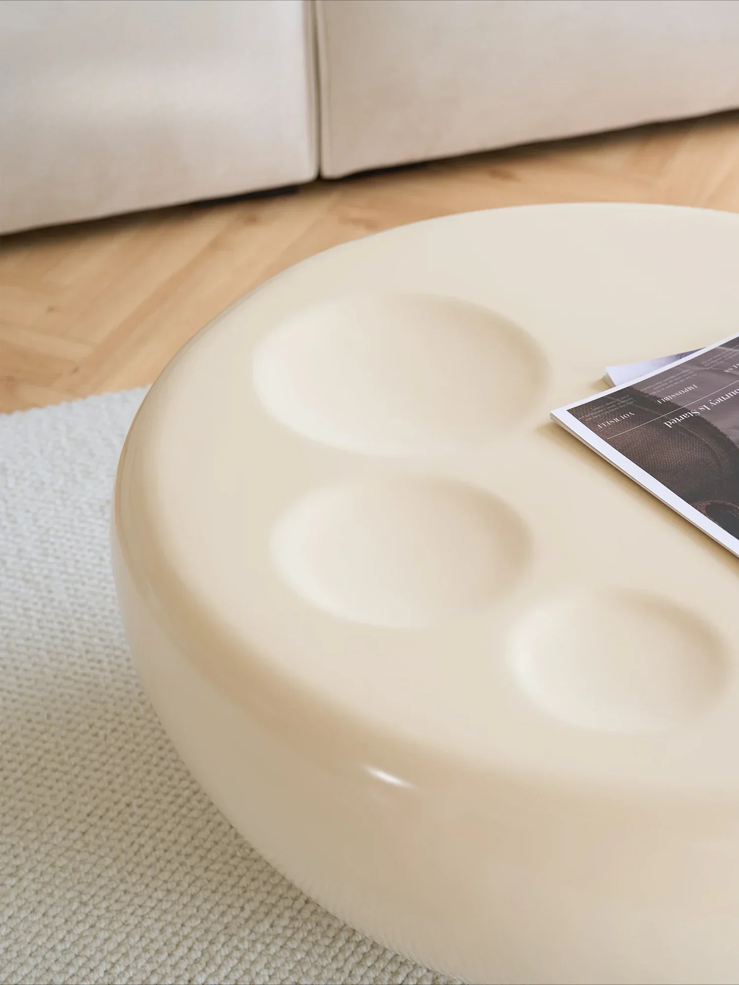 coffee table cream style Nordic simple round Internet celebrity coffee table living room household braised egg edge table