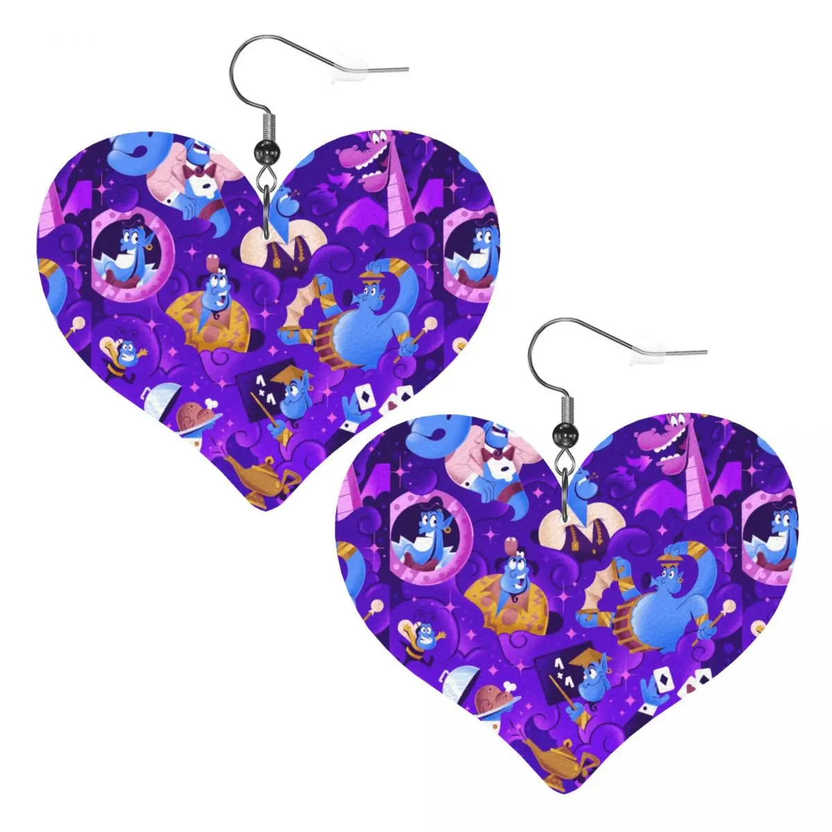 

Custom Cute Cartoon Aladdin PVC Leather Earrings Dangle Earrings Jewelry For Women For Wife Mother Gift