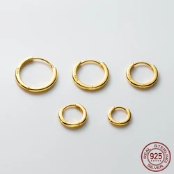 La Monada-Boucles d'oreilles créoles en argent regardé 925 pour femme, bijoux fins ronds unis, 03/Simple, 925