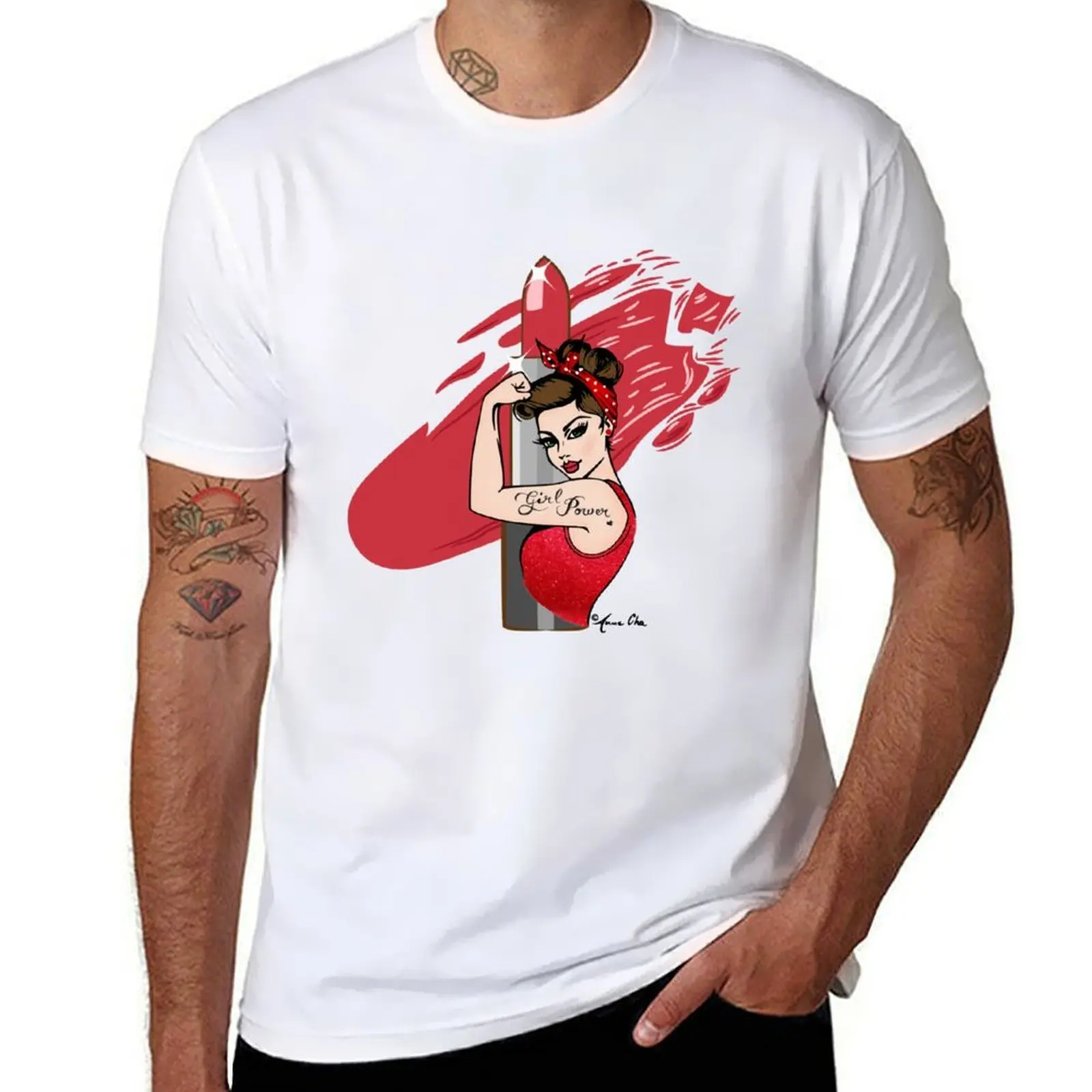 Girl Power Red Lipstick vintage Pinup Lashes retro make up artist make up lover Icon T-Shirt