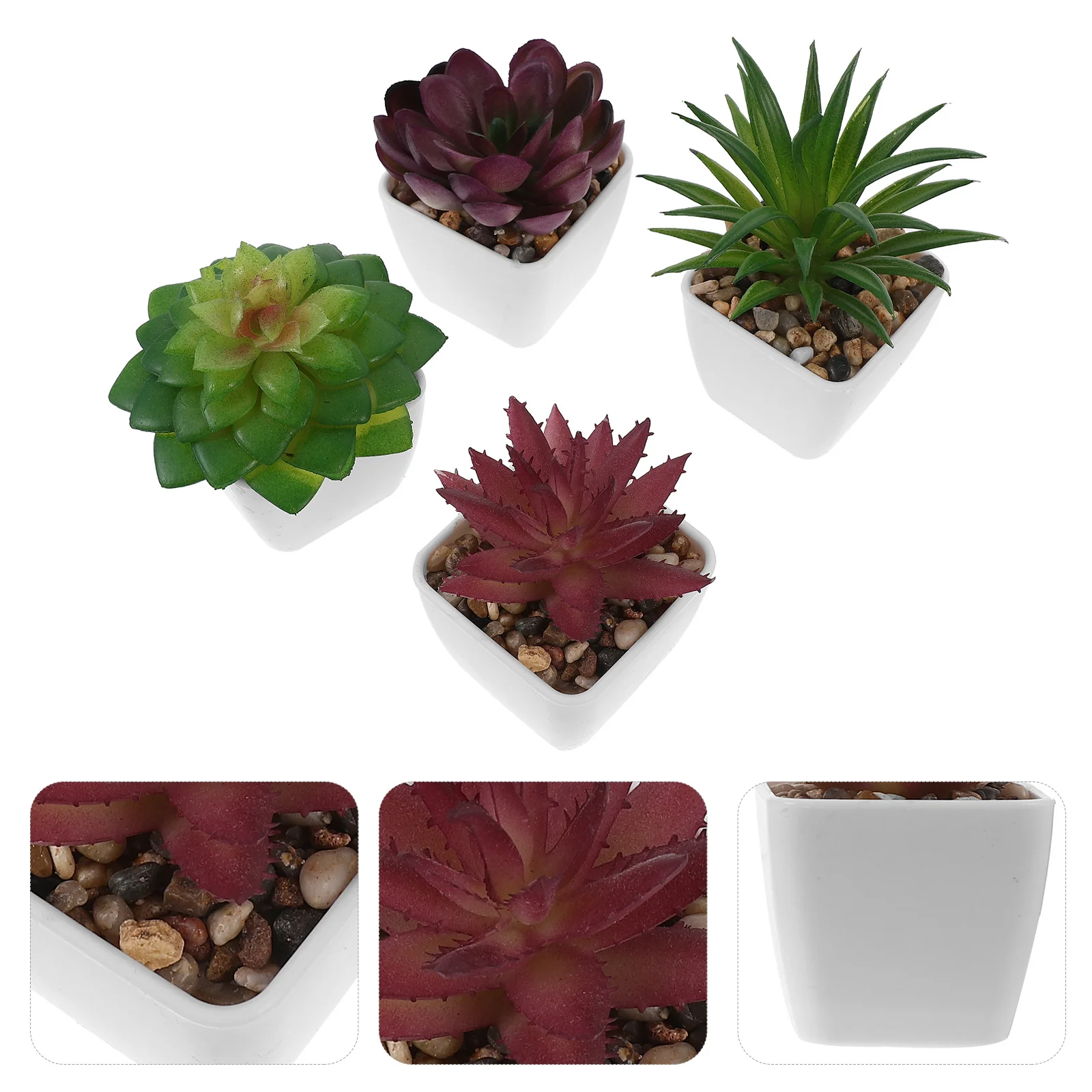 

4pcs Artificial Succulents In Pots Miniature Potted Plants Decor For Home Indoor Outdoor Landscape Simulation Plant Ornament