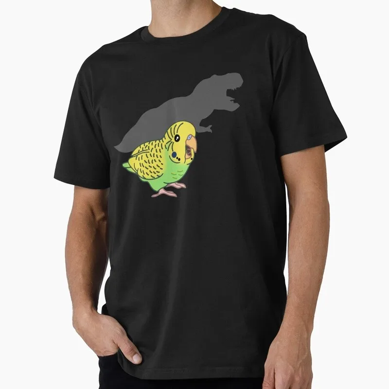 Cute T-rex green budgie dinosaur shadow parakeet Funny Cockatiel Gift T-shirt Birds T-Rex Shadow Graphic Clothes All Size Tops