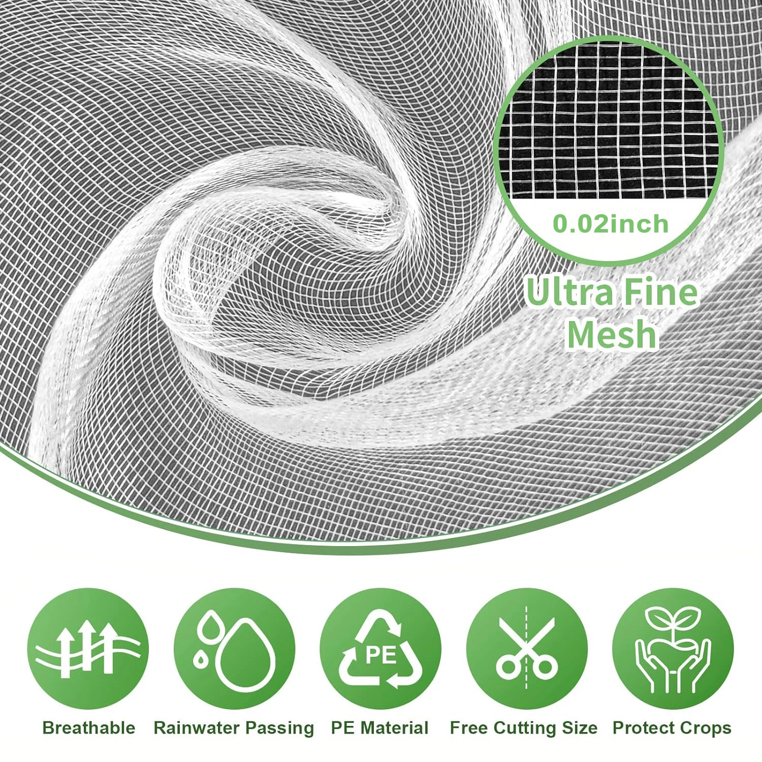 Garden Netting Mesh Fabric Net Screen for Protecting Plants Flowers Vegetables Fruits,  10 ft. x 12 ft.White